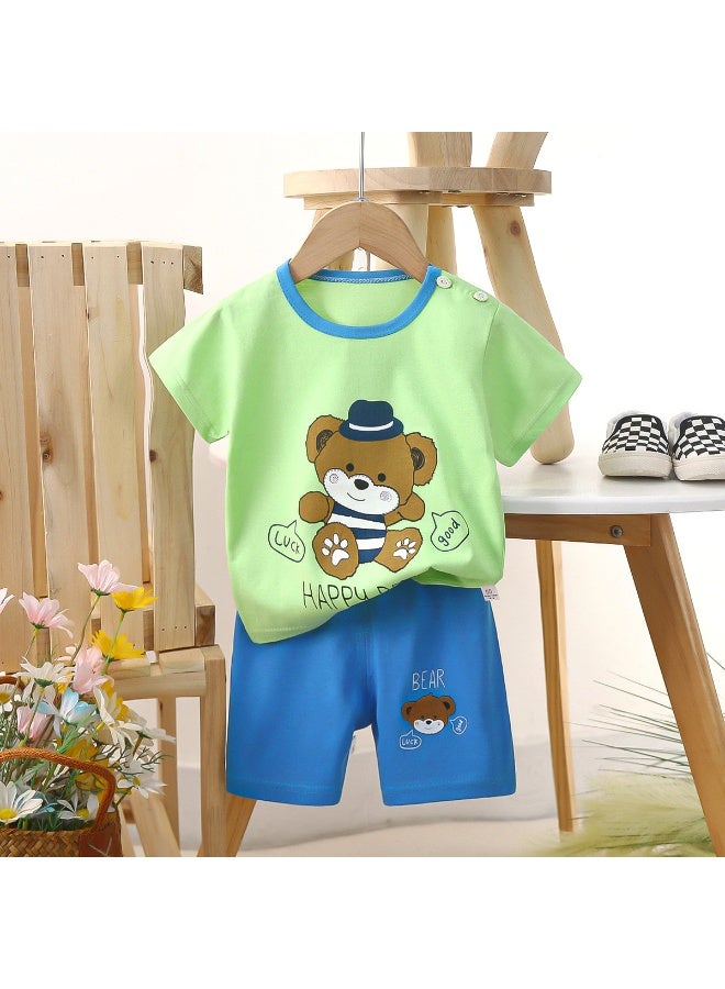 بدلة صيفية للأطفال بأكمام قصيرة من القطن الخالص