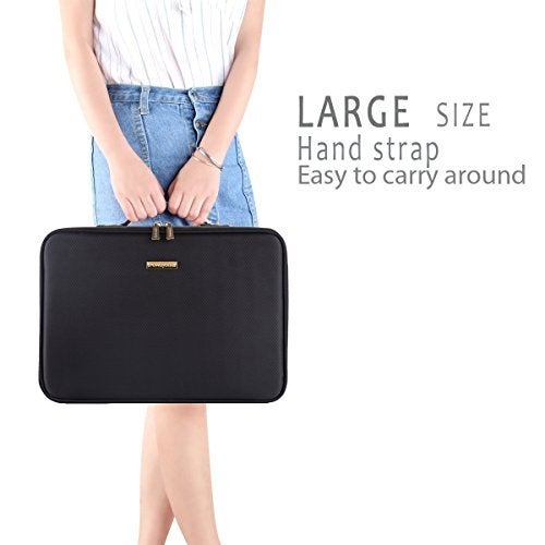 ROWNYEON Makeup Bag Organizer, Professional Portable Travel Makeup Bag for Make-up Artist, Makeup Train Case with EVA Adjustable Dividers |14x10 Inch | Black - Image 2