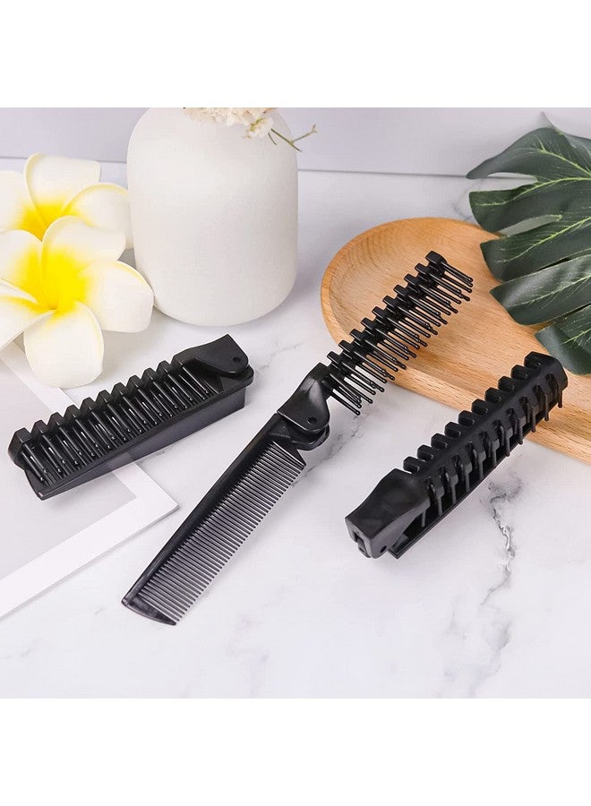 HQSLsund 100 عبوة مشط شعر محمول للسفر فرشاة قابلة للطي لتدليك الشعر مشط مضاد للكهرباء الساكنة مجموعات تصفيف مشط الشعر أدوات تصفيف الشعر سوداء - Image 3