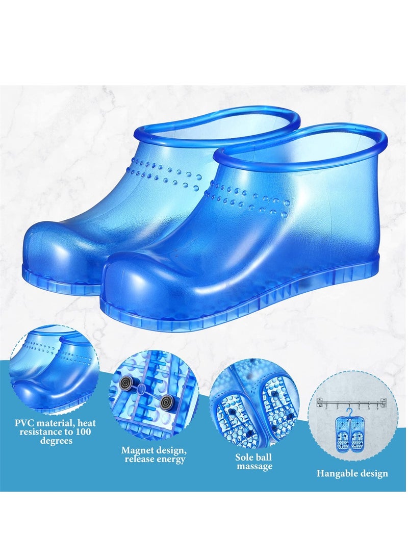 SYOSI Massage Foot Bath Shoes, 1 Pair Portable SPA Household Relaxation Bucket Boots Thermal Massage to Promote Blood Circulation, Movable Foot Soak Tub Pedicure Foot Spa (Blue)  - Image 4