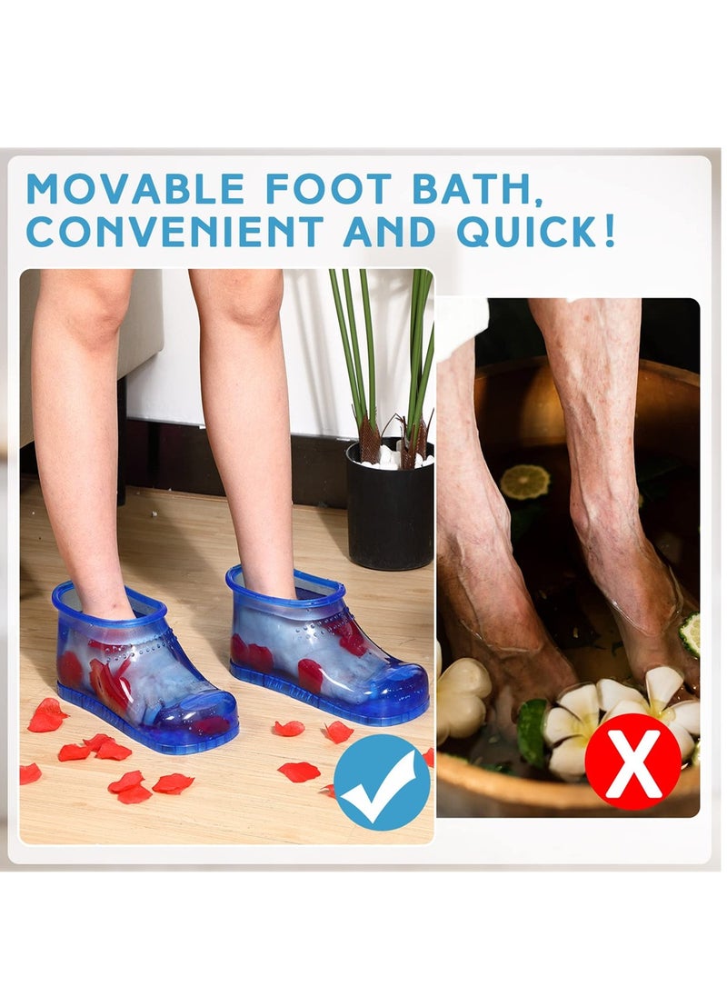 SYOSI Massage Foot Bath Shoes, 1 Pair Portable SPA Household Relaxation Bucket Boots Thermal Massage to Promote Blood Circulation, Movable Foot Soak Tub Pedicure Foot Spa (Blue)  - Image 3