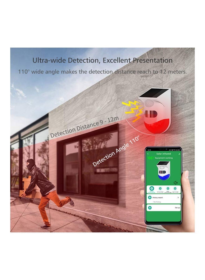 NIBEMINENT Tuya Solar Power Wireless Infrared Motion Sensor Detector Red/White  - Image 5