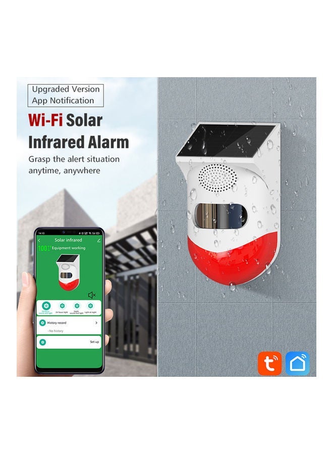 NIBEMINENT Tuya Solar Power Wireless Infrared Motion Sensor Detector Red/White  - Image 2