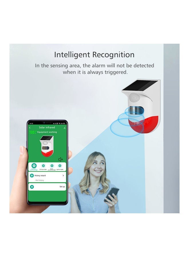 NIBEMINENT Tuya Solar Power Wireless Infrared Motion Sensor Detector Red/White  - Image 3