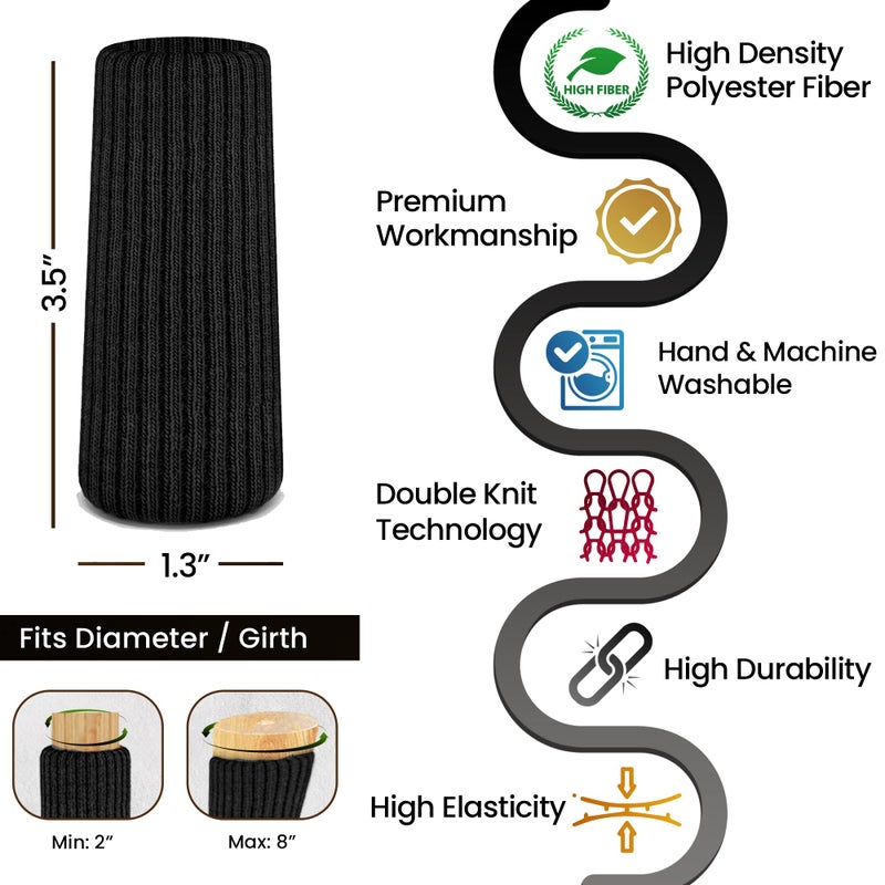 IAMZAY 48 Pcs Black Premium Chair Leg Socks Protectors For Hardwood Floors And Tiles - Not Falling Off - Easy To Put On - Fits Round And Square Legs - High Elastic Bar Stool Leg Covers - Furniture Pads - Image 3