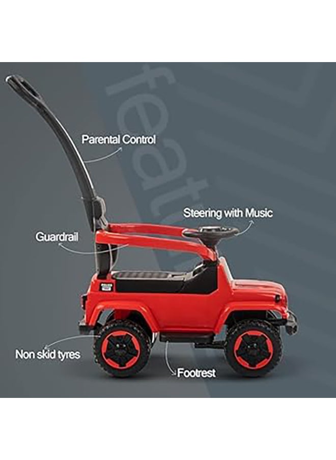 AL BADER - 3 in 1 Ride on Car for Kids, Ride on Kids Car with Music and Lights, Kids Ride on Push Car With Safety Bar & Push Handle, Push Ride on Car for Kids 1 to 3 Years, Push Car for Toddlers, Red - Image 1