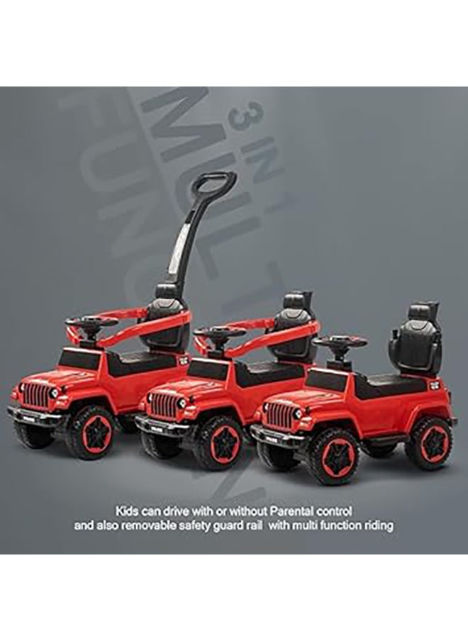 AL BADER - 3 in 1 Ride on Car for Kids, Ride on Kids Car with Music and Lights, Kids Ride on Push Car With Safety Bar & Push Handle, Push Ride on Car for Kids 1 to 3 Years, Push Car for Toddlers, Red - Image 1