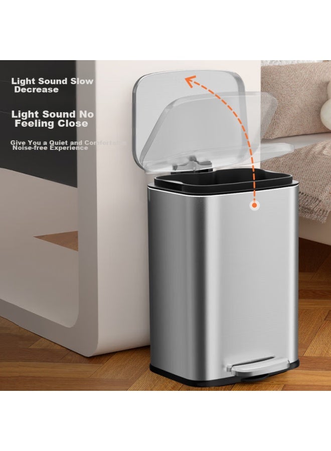 Kuk Stainless Steel Trash Can With Foot Pedal And Lid, Large Size For Bathroom, Kitchen, Living Room, Home, Office, Moonlight Silver - Image 4