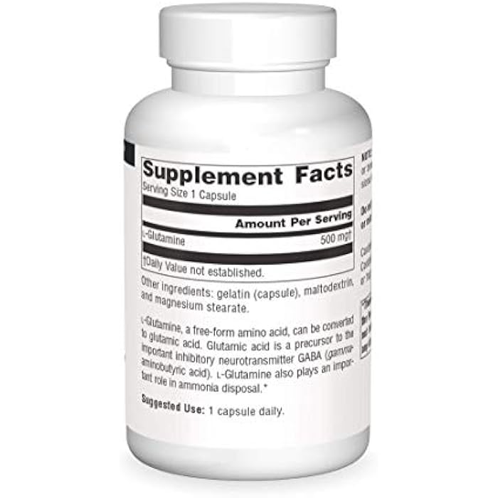 Source Naturals Free FormL-Glutamine 500 mg -100 Capsules - Image 3