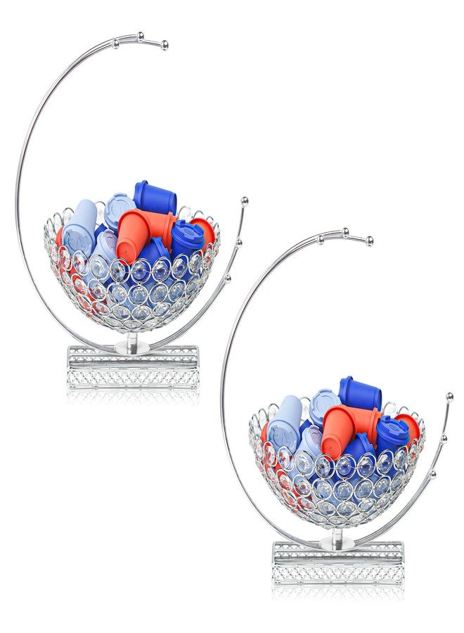 kolnlala Metal & Crystal Coffee Pod Holder & Candy Basket - Elegant Multipurpose Storage Organizer for K Cups, Espresso Pods, Treats - Kitchen, Office, Home Bar (Silver, 2 PCS) - Image 1