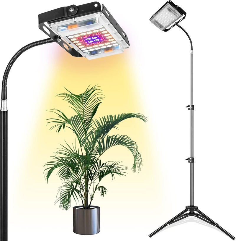 LBW Grow Light with Stand, Full Spectrum LED Floor Plant Light for Indoor Plants, Grow Lamp with On/Off Switch, Adjustable Tripod Stand 15-48 inches - Image 1