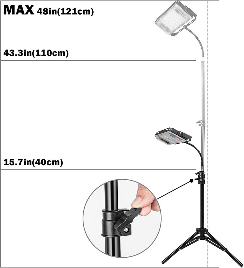 LBW Grow Light with Stand, Full Spectrum LED Floor Plant Light for Indoor Plants, Grow Lamp with On/Off Switch, Adjustable Tripod Stand 15-48 inches - Image 4