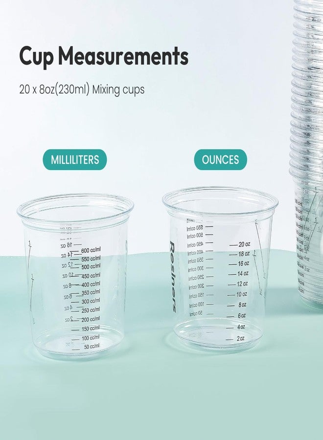 Resiners Epoxy Measuring Cups, Resiners 50pcs Resin Mixing Cups for Epoxy Resin, Paint, Crafts Use, with 30 x 24oz & 20 x 8oz Dual Sizes, 50 Mixing Cups, 50 Wooden Sticks, Clear Plastic - Image 4