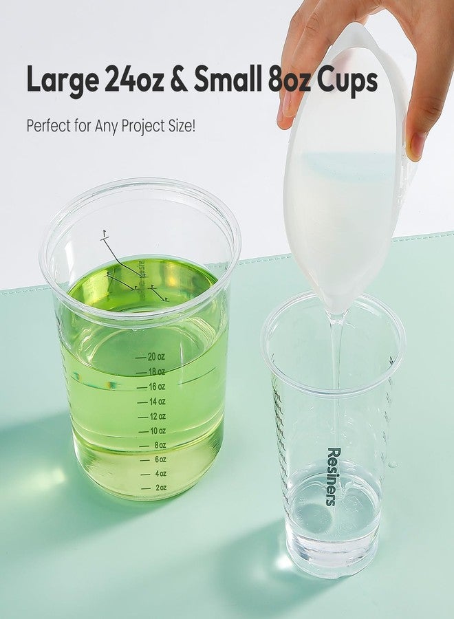 Resiners Epoxy Measuring Cups, Resiners 50pcs Resin Mixing Cups for Epoxy Resin, Paint, Crafts Use, with 30 x 24oz & 20 x 8oz Dual Sizes, 50 Mixing Cups, 50 Wooden Sticks, Clear Plastic - Image 3