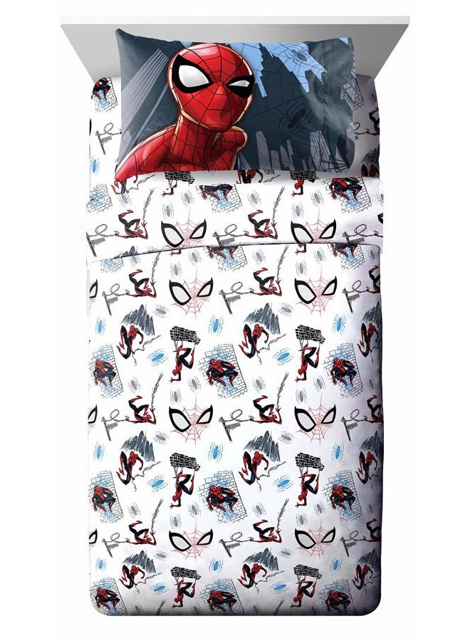 Jay Franco Marvel Spiderman Crawl Twin Sheet Set - 3 Piece Set Super Soft and Cozy Kid s Bedding - Fade Resistant Microfiber Sheets (Official Marvel Product) - Image 1