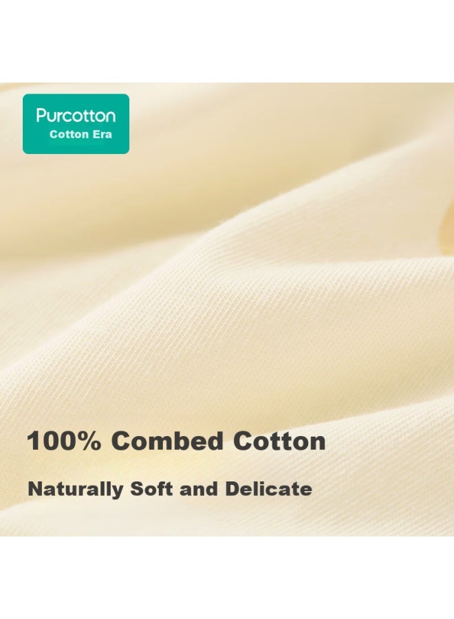 Purcotton Baby Knitted Half-Back Shirt Boneless Pure Cotton Full Moon Baby Monk Suit Baby Belly Protection Top Warm Yarn Yellow Size 59 - Image 3