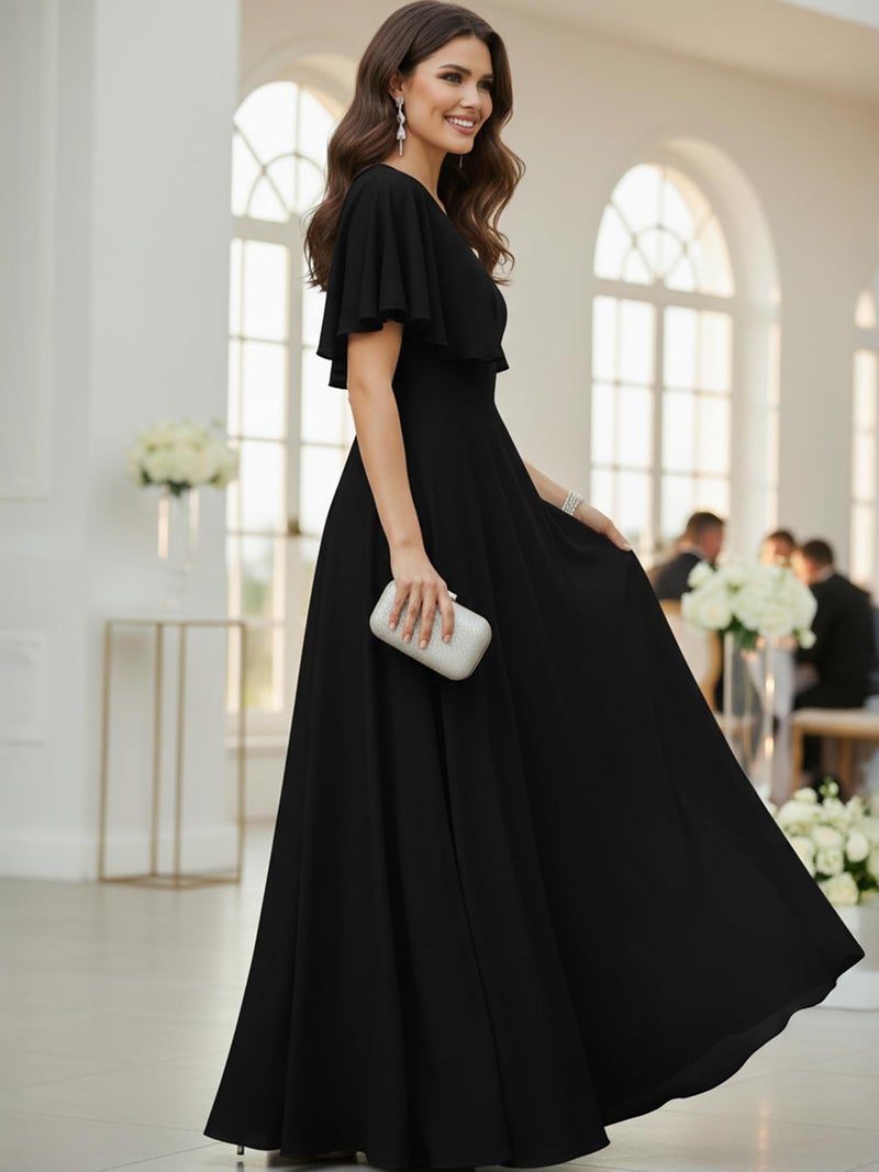 KOH KOH Plus Size Womens Short Sleeve Ruffle Elegant Modest Dressy Wedding Guest Prom Bridesmaid Cocktail Party Flowy Long Tall Formal Maxi Dress Dresses Gown Gowns, Black 2XL 18-20 - Image 4
