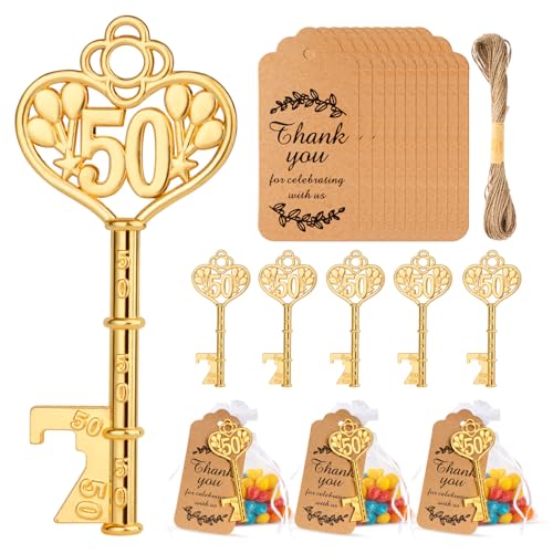 VZCBZC 50Pcs 50th Key Bottle Opener for 50th Birthday Party Favors 50th Wedding Anniversary Souvenirs Gifts for GuestsParty Decorations 50 - Image 1