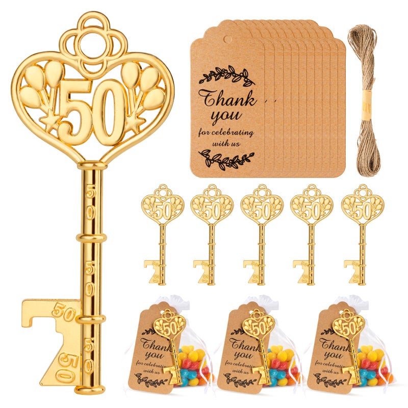 VZCBZC 50Pcs 50th Key Bottle Opener for 50th Birthday Party Favors 50th Wedding Anniversary Souvenirs Gifts for GuestsParty Decorations 50 - Image 2