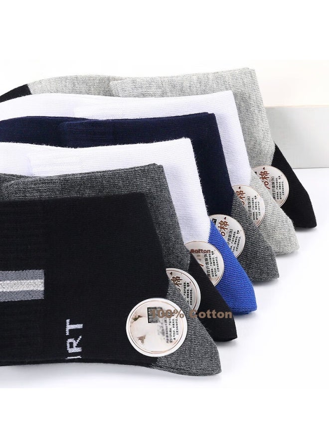 LANG SHA Langsha Men's Cotton Socks Men's Sports Leisure Full Cotton Absorbent Breathable Mid-tube Cotton Socks 6 Pairs - Image 5