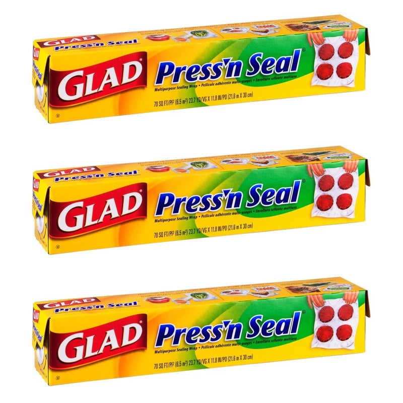 Glad PressN Seal Food Wrap 70SqFt Pack 3