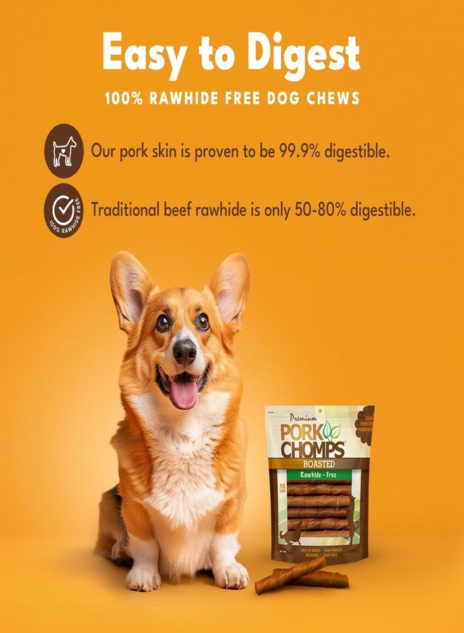 Pork Chomps Roasted Pork Skin Dog Chews, 6 Inch Twists, 15 Count - Long-Lasting Treats for Dogs - High Protein, Rawhide-Free, Low Fat, Healthy & Delicious Chews - Image 2