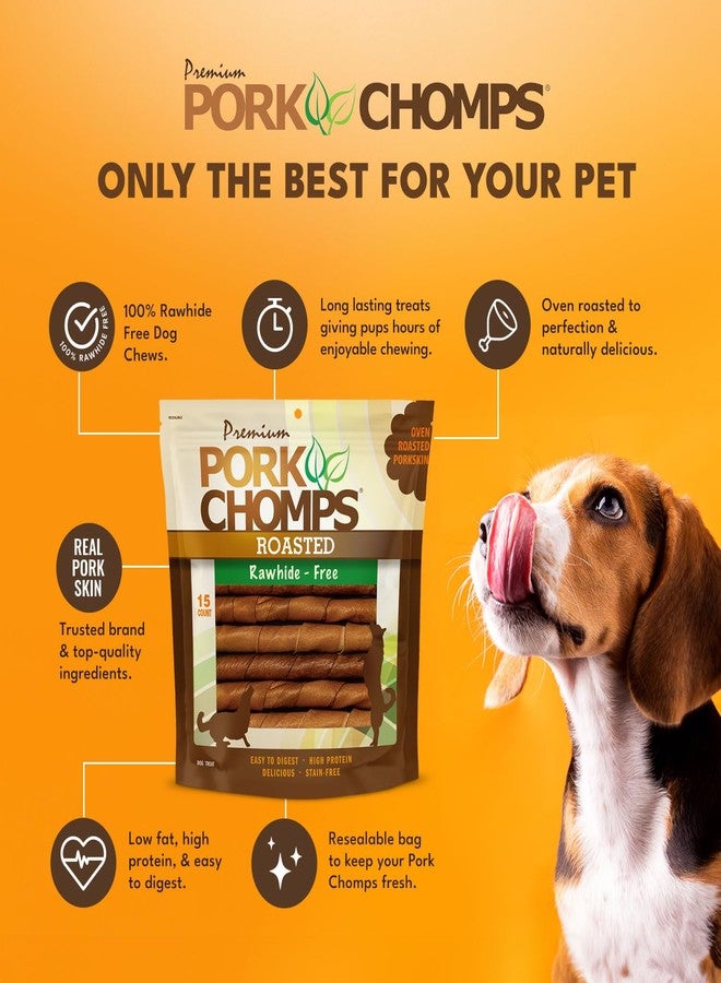 Pork Chomps Roasted Pork Skin Dog Chews, 6 Inch Twists, 15 Count - Long-Lasting Treats for Dogs - High Protein, Rawhide-Free, Low Fat, Healthy & Delicious Chews - Image 3
