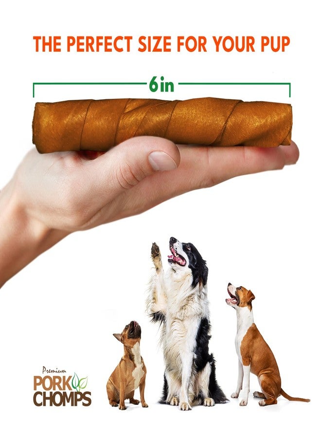 Pork Chomps Roasted Pork Skin Dog Chews, 6 Inch Twists, 15 Count - Long-Lasting Treats for Dogs - High Protein, Rawhide-Free, Low Fat, Healthy & Delicious Chews - Image 4