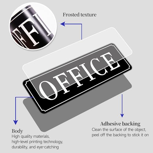 LUHIMO The Office Door Sign for Home and Business，Self-Adhesive Waterproof and Fade-Resistant Modern Office Sign Sticker for House，Business，Door, Window（Black） - Image 3