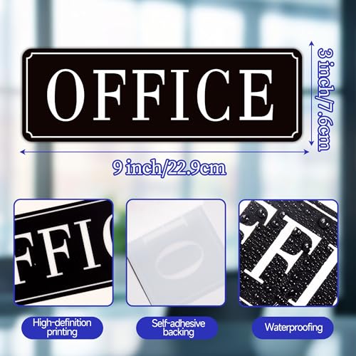 LUHIMO The Office Door Sign for Home and Business，Self-Adhesive Waterproof and Fade-Resistant Modern Office Sign Sticker for House，Business，Door, Window（Black） - Image 2