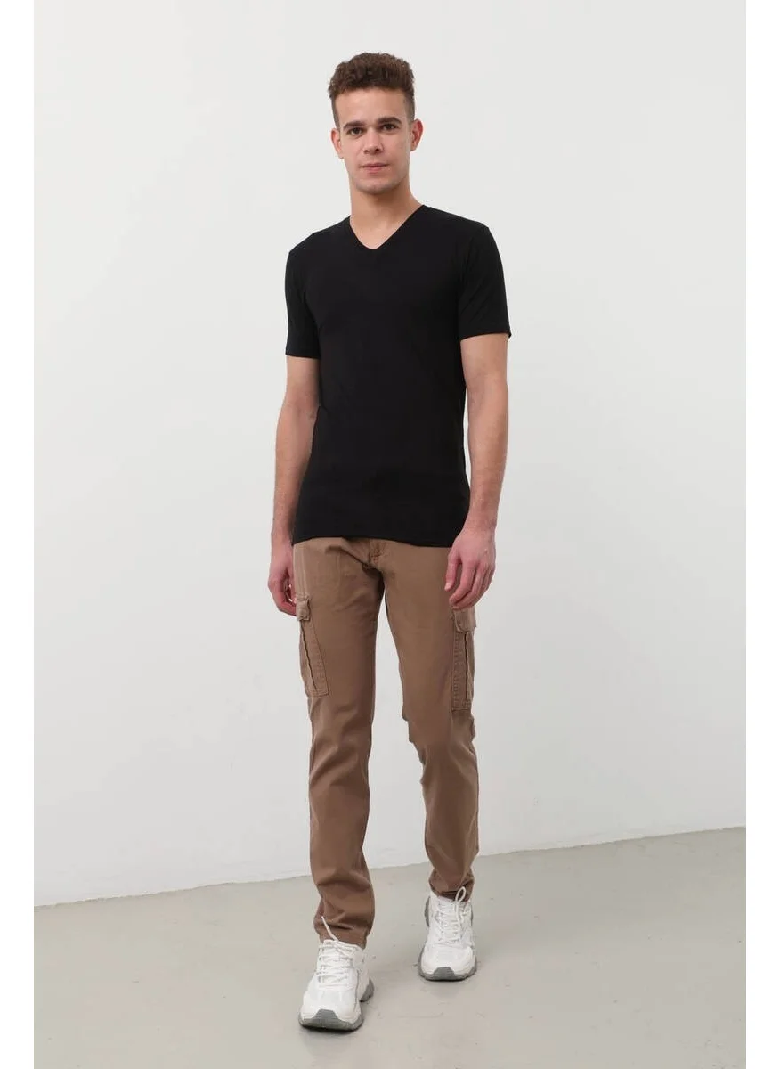 İlke İç Giyim V Neck Basic T-Shirt Black