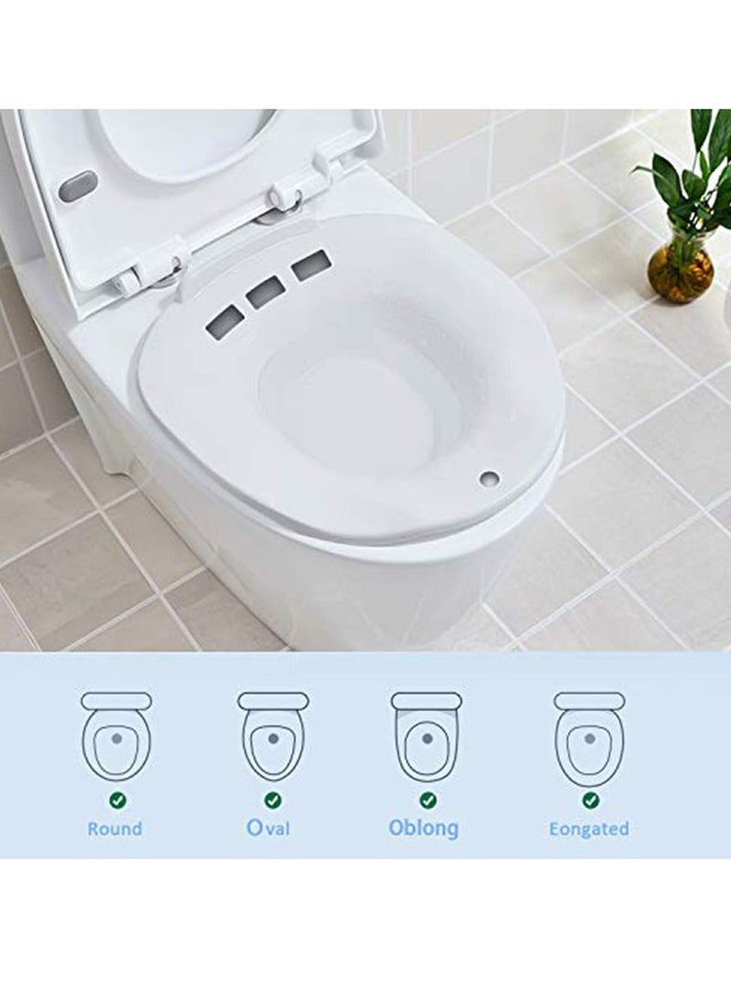 Sitz Bath for Toilet Seat, Sitz Bath for Postpartum Care Hemorrhoid Treatment Sits Bath for Women Fits Elongated or Round Toilet Seat (White) - Image 2