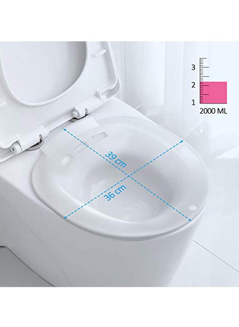 Sitz Bath for Toilet Seat, Sitz Bath for Postpartum Care Hemorrhoid Treatment Sits Bath for Women Fits Elongated or Round Toilet Seat (White) - Image 3