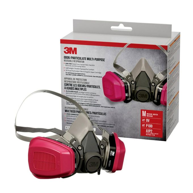 3M P100/Ov Odor/Particulate Multi-Purpose Reusable Respirator 65021, Medium Size, Niosh-Approved Organic Vapor Cartridge & P100 Rated Filters, Flexible, Thermoplastic Faceseal For Comfort (65021H1-Dc) - Image 4