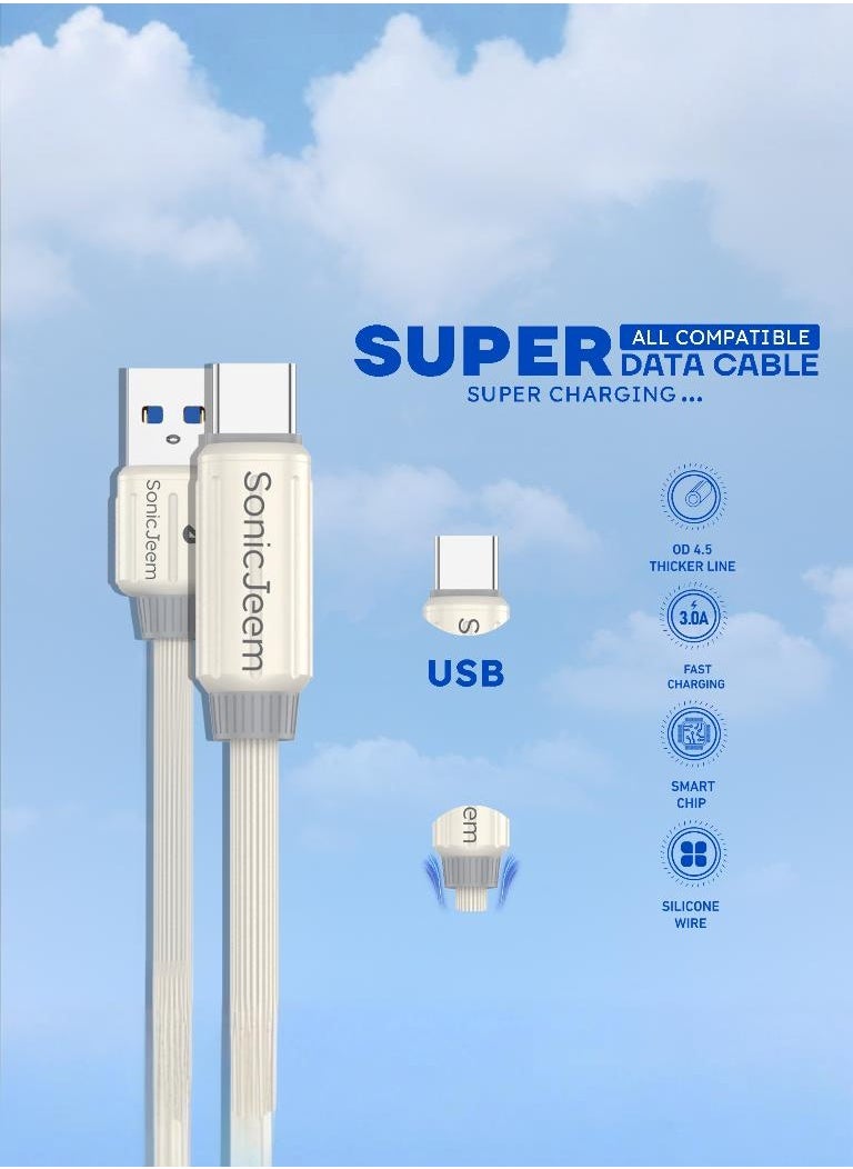 كيبل شحن سونيك جيم فاست شارجينج 3.0A TYPE-C TO USB،مقاوم للتشابك،الطول1متر،يدعم الشحن السريع،ابيض،MADE FOR ANDROID-IPHONE-IPAD-IPOD (SJ107C) - pzsku/Z2F2C16B043819BB4C486Z/45/_/1738070900/4c140a5a-657c-4ef0-b6a7-116cd88b6a97