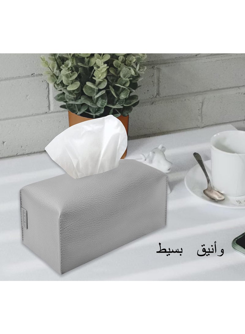 ZAYVA 3 Packs Leather Tissue Box Cover, Tissue Box Holder for Living Room, Bedroom and Office, Office Desk Tissue Box Cover (Grey) - Image 3