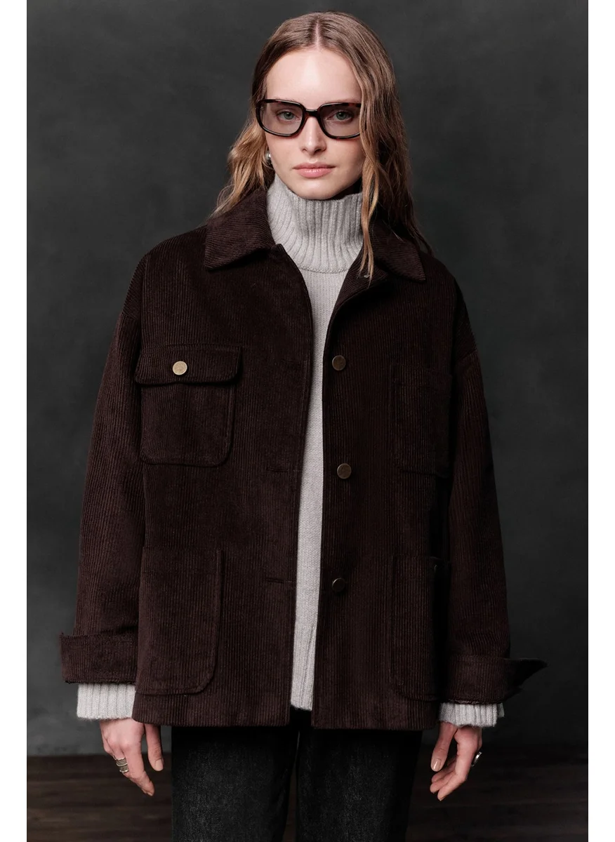 Manuka Corduroy Oversize Jacket Bitter Coffee