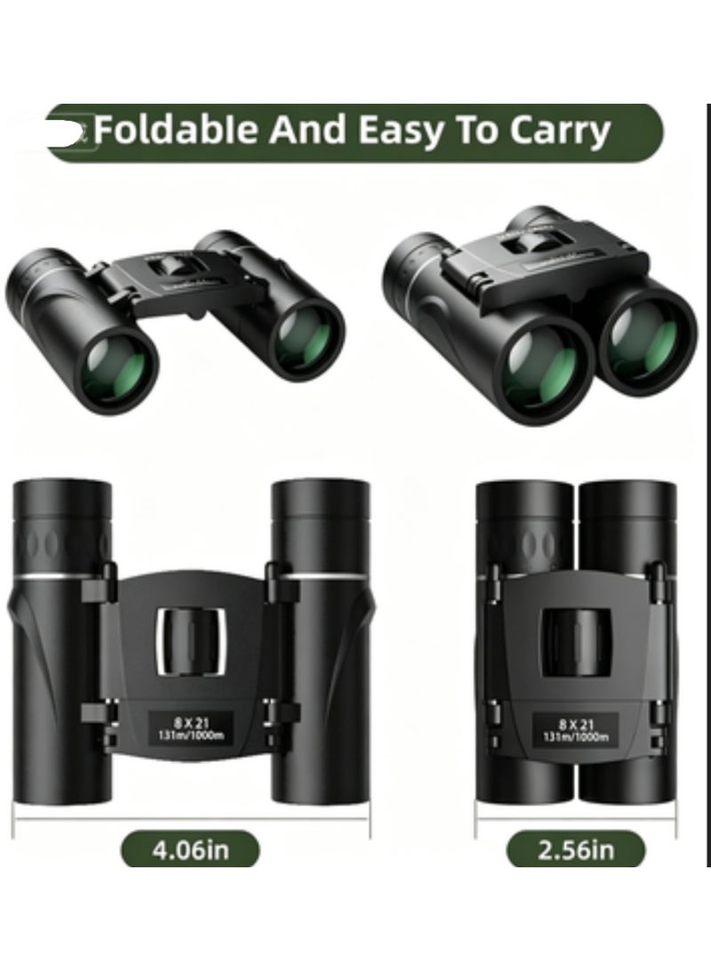 (Black) - 8x11 Compact Zoom Binoculars Folding HD Powerful Mini Telescope Black - Image 2
