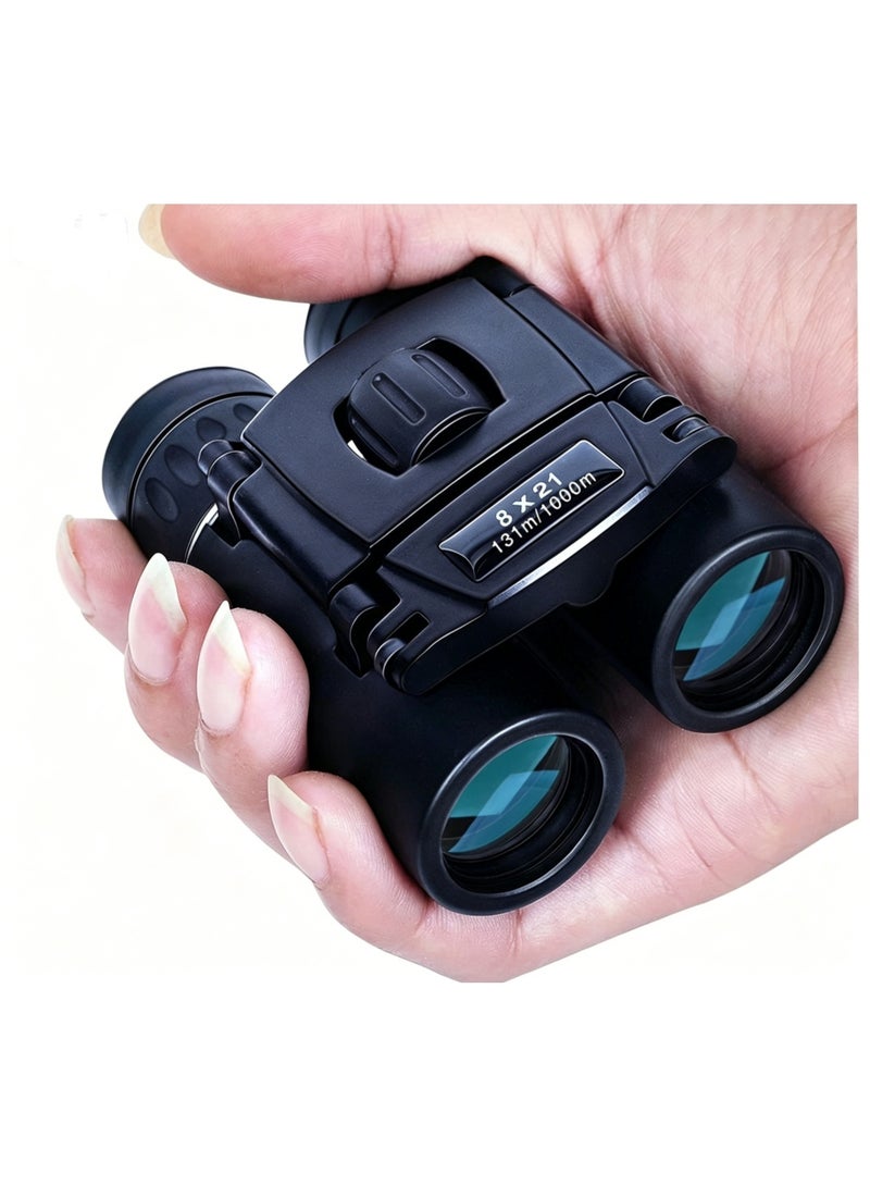 (Black) - 8x11 Compact Zoom Binoculars Folding HD Powerful Mini Telescope Black - Image 1