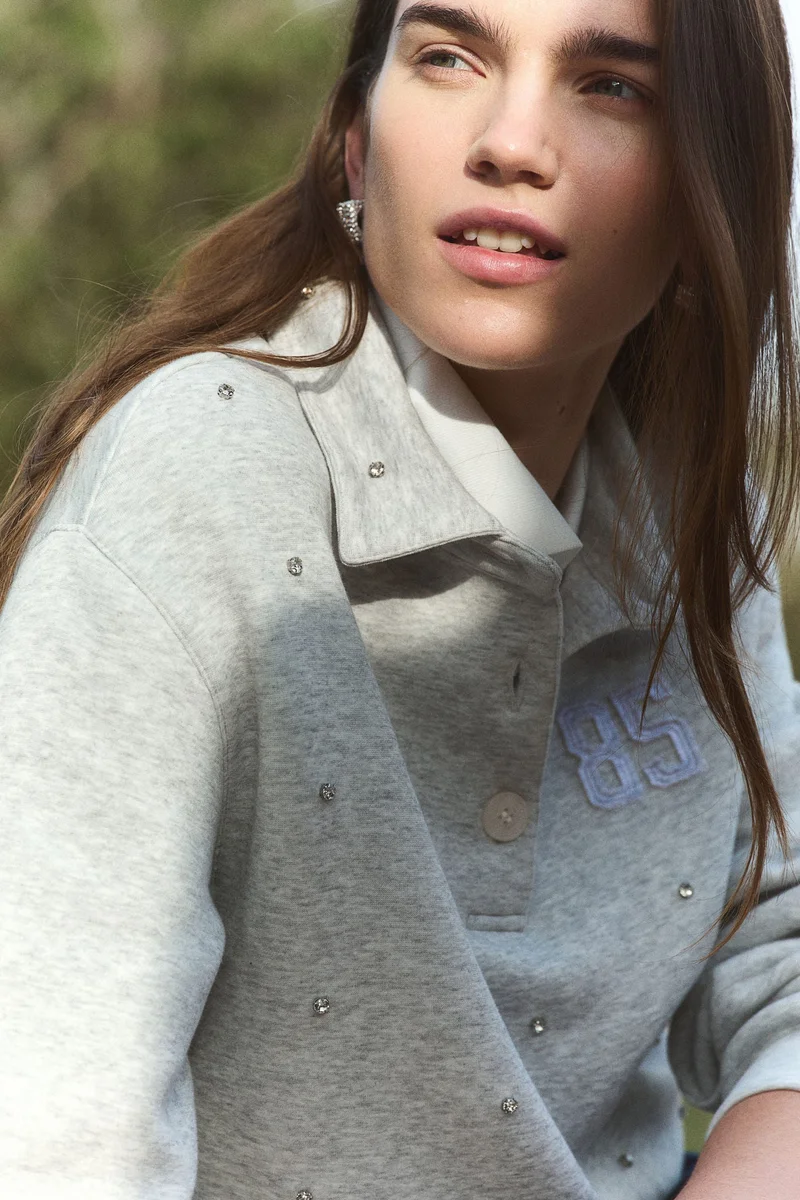 H&M Embellished scuba rugby shirt