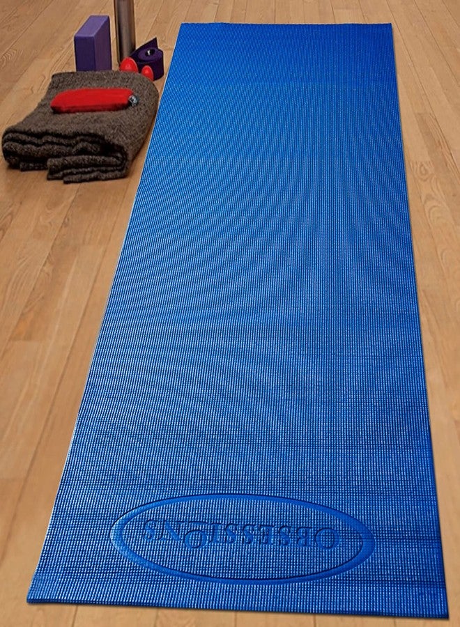 OBSESSIONS Anti-Slip PVC Solid Yoga Mat with Carrying Strap (W)61 X (L)173cm, Blue - Image 2