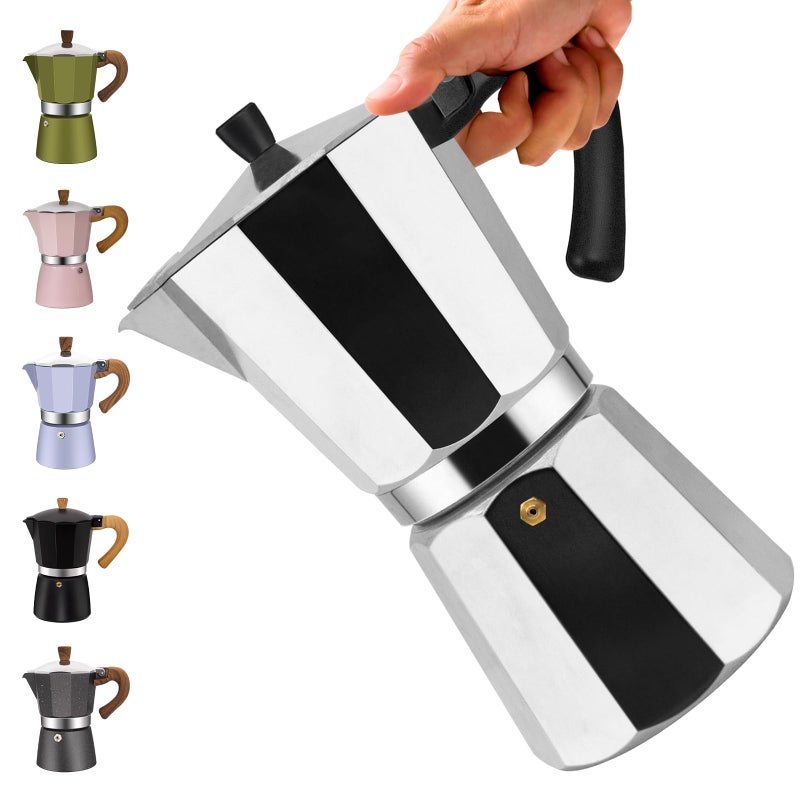 Vaolvpant 12 Cup Aluminum Moka Pot Classic Stovetop Espresso Coffee Maker 600ml 20oz Coffeemaker Percolator Mocha Pot Greca Coffee Maker Cafe Makers for Italian and Cuban Caf Brewing Silver - Image 2