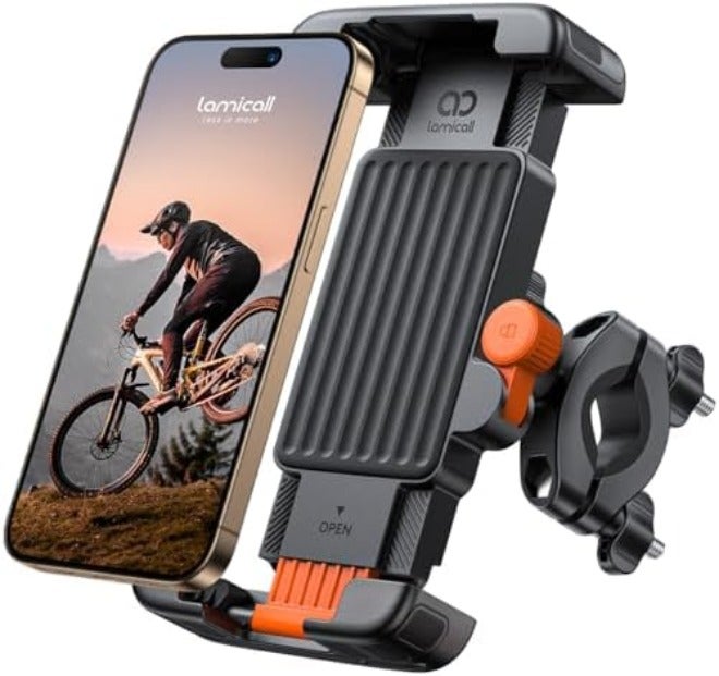 Lamicall Bike Motorcycle Phone Mount - [1s Quick Lock] Bike Cell Phone Holder Clip, Bicycle Scooter Handlebar Clamp, for iPhone Air, 17 16 15 Pro Max, Galaxy S25 S24 Ultra, 6-7.2" Phones - Image 1