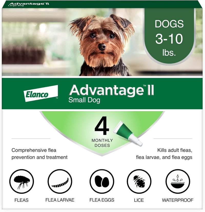 Elanco Advantage II Topical Flea Treatment for Small Dogs (3-10 lbs) - 4 Monthly Doses - Image 1