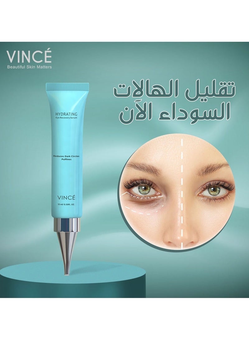 VINCE Eye Recovery Serum – Deal – Advanced Formula to Reduce Dark Circles, Puffiness, Eye Bags & Deep Fine Lines – Boosts Collagen, Brightens & Hydrates Under Eye Area – Makeup-Friendly, 15ml Each - Image 2