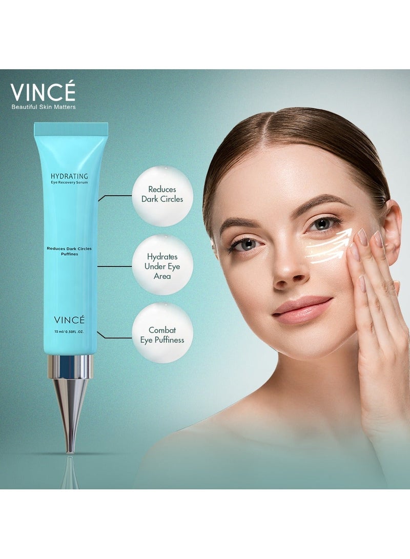 VINCE Eye Recovery Serum – Deal – Advanced Formula to Reduce Dark Circles, Puffiness, Eye Bags & Deep Fine Lines – Boosts Collagen, Brightens & Hydrates Under Eye Area – Makeup-Friendly, 15ml Each - Image 4