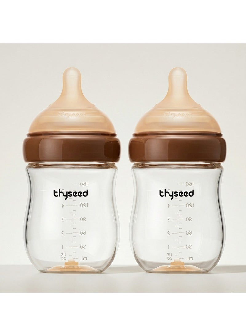 THYSEED Natural Anti-Colic Glass Baby Bottle 160ml for Infants (1–2 Months) | BPA-Free Safe Feeding Bottle | Heat Resistant Glass | Soft Silicone Nipple | Easy to Clean | Pack of 2 - Image 3