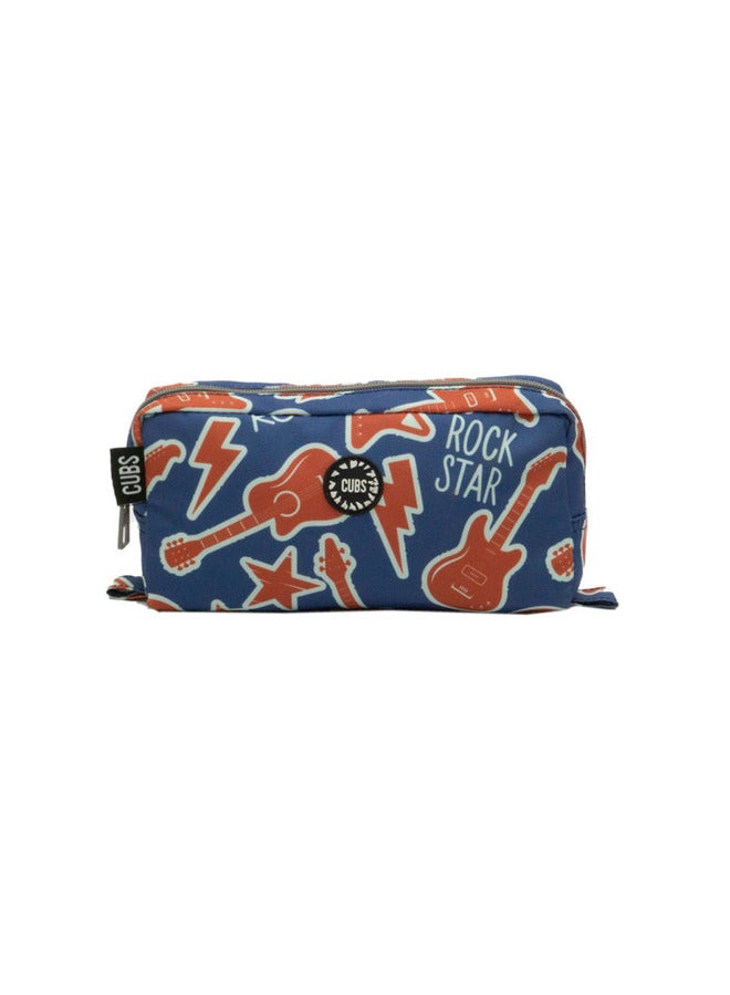 CUBS Guitar Print Waterproof Pencil Case Pouch With Zip Closure - Image 1