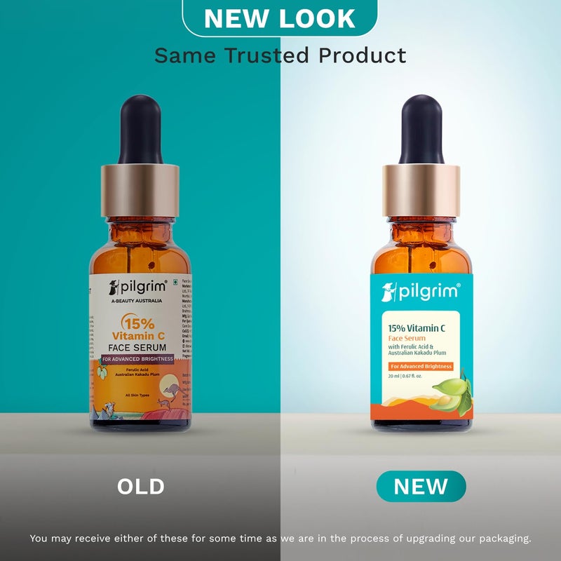 PILGRIM Pilgrim 15 Vitamin C Serum 20ml For Glowing Skin Advanced Formulation With Ferulic Acid Vitamin E Reduces Dark Spots Pigmentation For All Oily Combination Normal Skin Men Women - Image 2