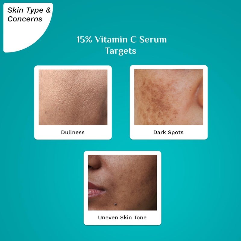 PILGRIM Pilgrim 15 Vitamin C Serum 20ml For Glowing Skin Advanced Formulation With Ferulic Acid Vitamin E Reduces Dark Spots Pigmentation For All Oily Combination Normal Skin Men Women - Image 5